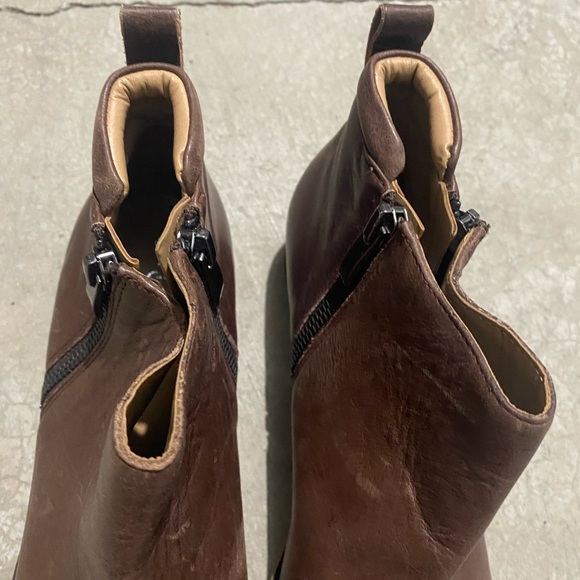 Franco Sarto Womens KEEGAN Boot Leather Doble Zip Flat Ankle Brown Size 8.5 M - Picture 5 of 12